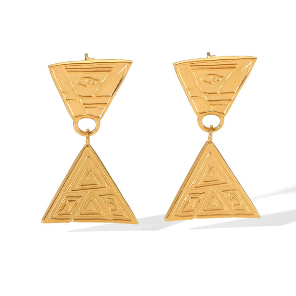 Stainless Steel Geometric Triangle Earrings For Women With Electroplating Treatment