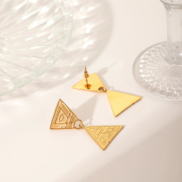 Stainless Steel Geometric Triangle Earrings For Women With Electroplating Treatment