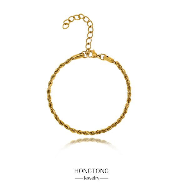Stainless Steel Geometric Twist Chain Necklace And Bracelet Electroplated