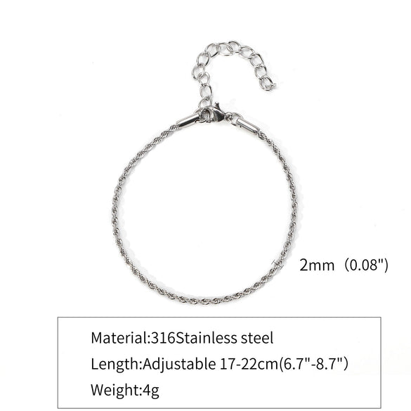 Stainless Steel Geometric Twist Chain Necklace And Bracelet Electroplated