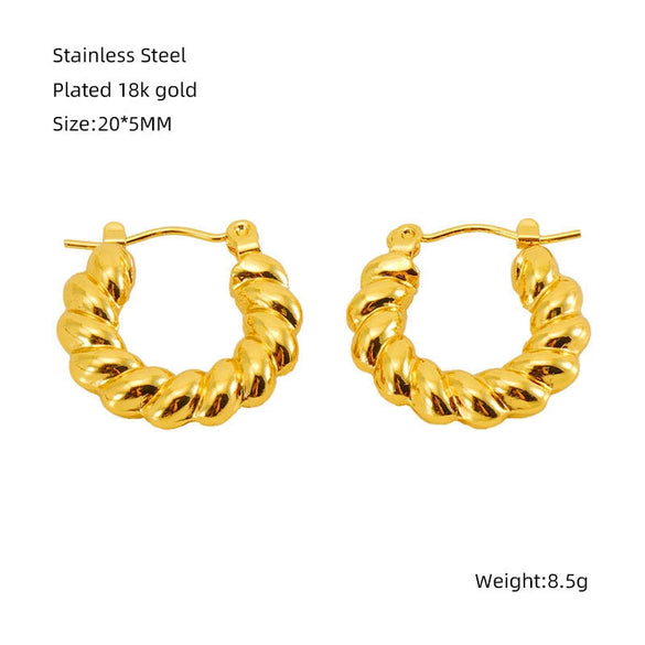 316L Stainless Steel Geometric Twisted Spiral Pattern Electroplated Women's Earrings