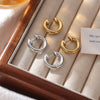 Stainless Steel Geometric U Shape Diamond Electroplated Unisex Earrings