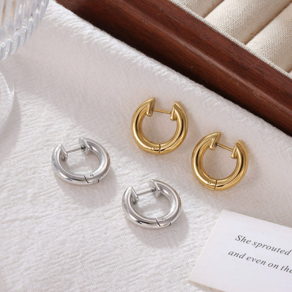 Stainless Steel Geometric U Shape Diamond Electroplated Unisex Earrings