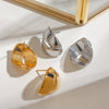 Stainless Steel Geometric U Shape Folding Staggered Wide Edition Electroplated Women's Earrings