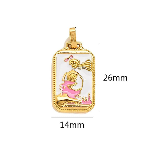 Stainless Steel Geometric U Shape Tarot Pendant Electroplated Handmade Jewelry Accessories