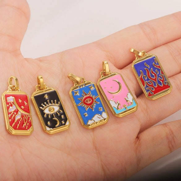 Stainless Steel Geometric U Shape Tarot Pendant Electroplated Handmade Jewelry Accessories