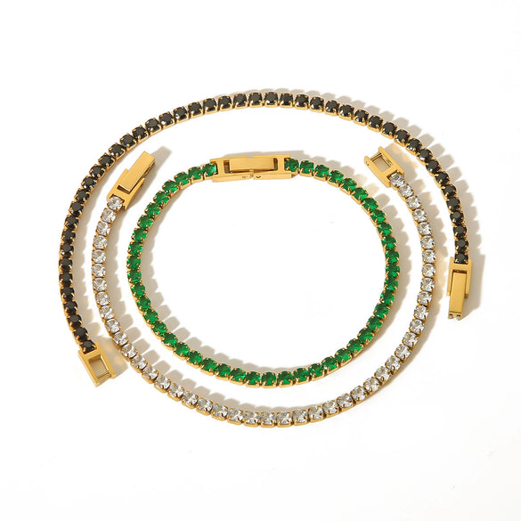 Stainless Steel Geometric Ushape Diamond Inlaid Unisex Bracelet