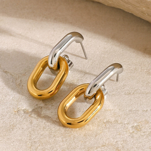 Stainless Steel Geometric Ushape Electroplated Women's Earrings