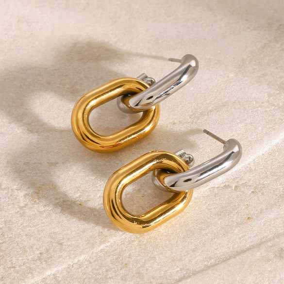 Stainless Steel Geometric Ushape Electroplated Women's Earrings