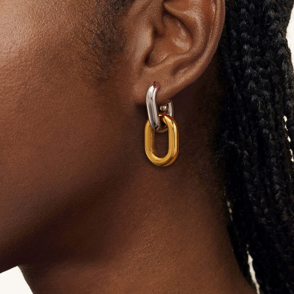 Stainless Steel Geometric Ushape Electroplated Women's Earrings