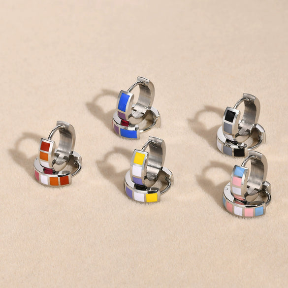 Stainless Steel Geometric Ushaped Colorful Earrings