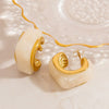 Stainless Steel Geometric Ushaped Drop Earrings With Electroplating