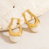 Stainless Steel Geometric Ushaped Drop Earrings With Electroplating