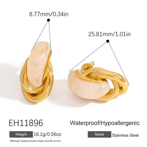 Stainless Steel Geometric Ushaped Drop Earrings With Electroplating