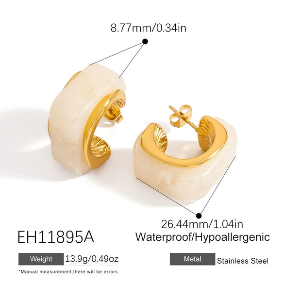 Stainless Steel Geometric Ushaped Drop Earrings With Electroplating
