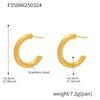 316L Stainless Steel Geometric Ushaped Pvd Plated Light Luxury Earrings