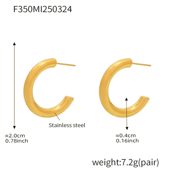 316L Stainless Steel Geometric Ushaped Pvd Plated Light Luxury Earrings