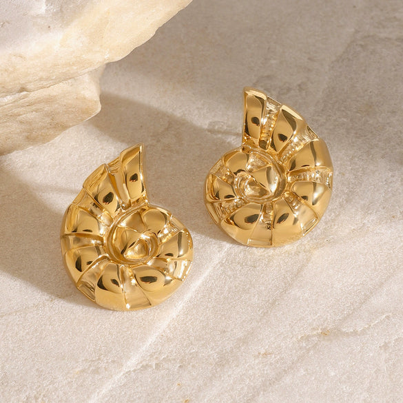 Stainless Steel Geometric Vintage Ocean Style Earrings Electroplated 18K Gold