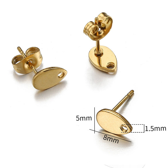 Stainless Steel Geometric Water Drop And Round Earrings Handmade With Electroplating