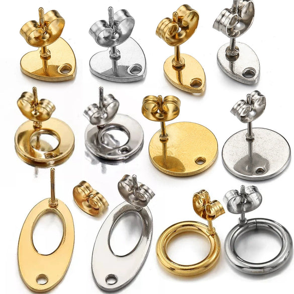 Stainless Steel Geometric Water Drop And Round Earrings Handmade With Electroplating