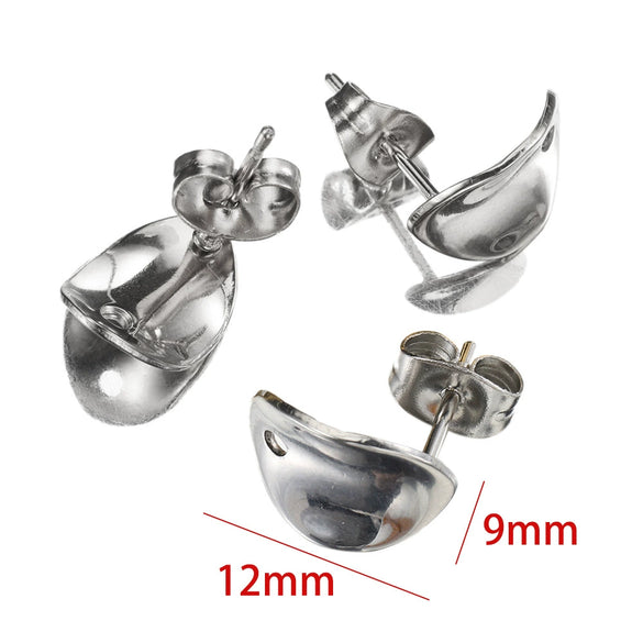 Stainless Steel Geometric Water Drop And Round Earrings Handmade With Electroplating