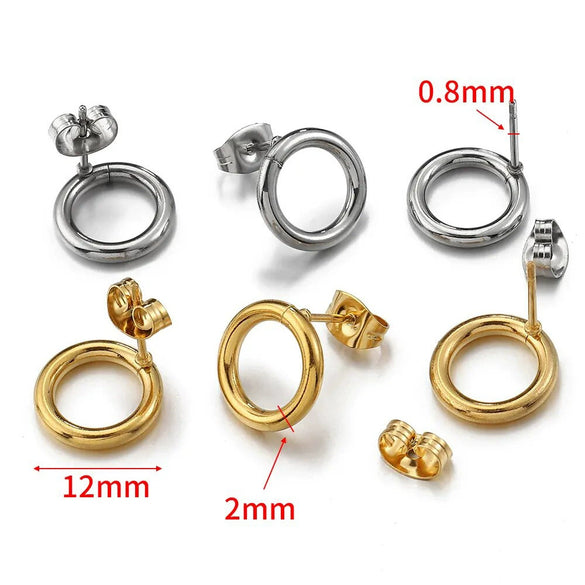Stainless Steel Geometric Water Drop And Round Earrings Handmade With Electroplating
