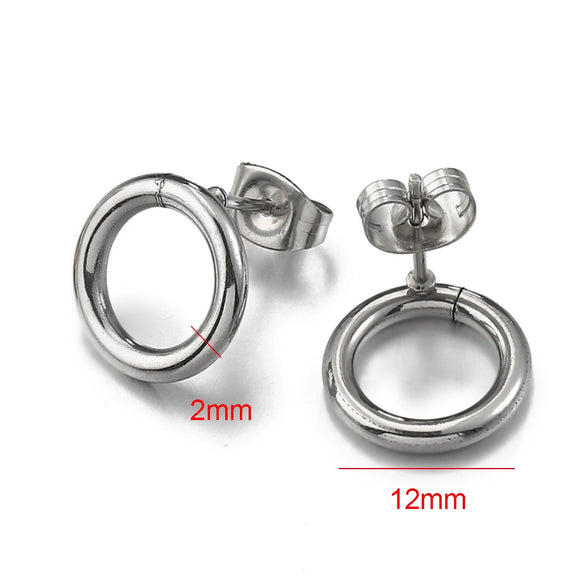 Stainless Steel Geometric Water Drop And Round Earrings Handmade With Electroplating