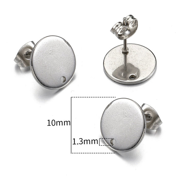 Stainless Steel Geometric Water Drop And Round Earrings Handmade With Electroplating
