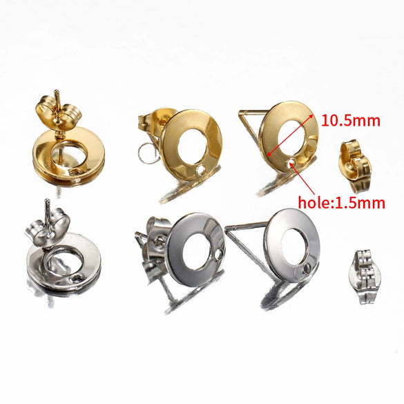 Stainless Steel Geometric Water Drop And Round Earrings Handmade With Electroplating