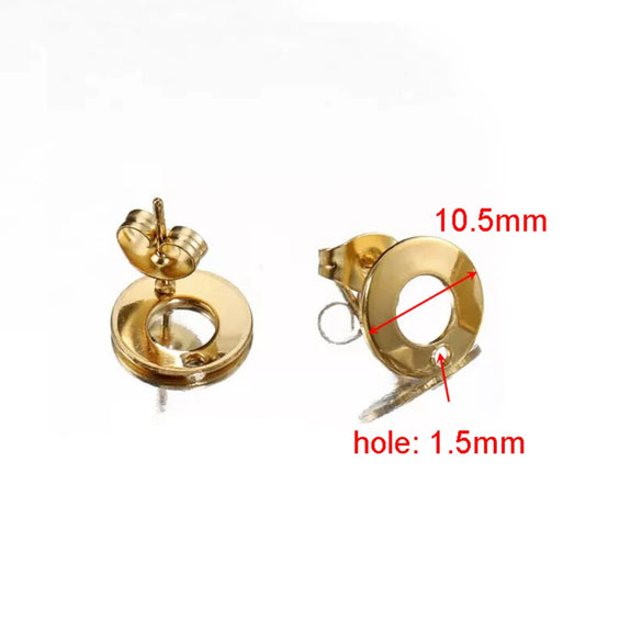 Stainless Steel Geometric Water Drop And Round Earrings Handmade With Electroplating