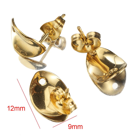 Stainless Steel Geometric Water Drop And Round Earrings Handmade With Electroplating