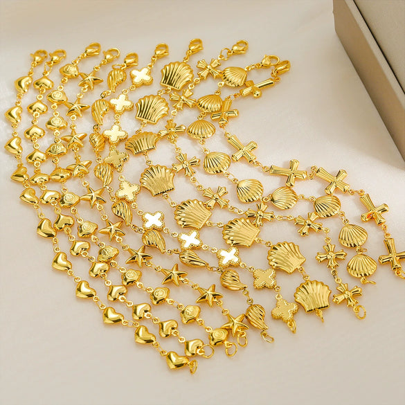 Stainless Steel Geometric Water Drop Hiphop Bracelet With Crown Heart Wave Diamond Pattern Gold Plated