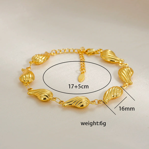 Stainless Steel Geometric Water Drop Hiphop Bracelet With Crown Heart Wave Diamond Pattern Gold Plated