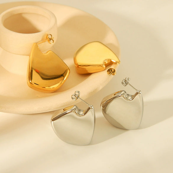 Stainless Steel Geometric Water Drop Hollow Earrings For Women Electroplated