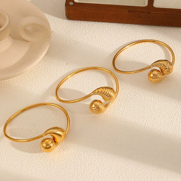 Stainless Steel Geometric Water Drop Open Bracelet For Women With Electroplating