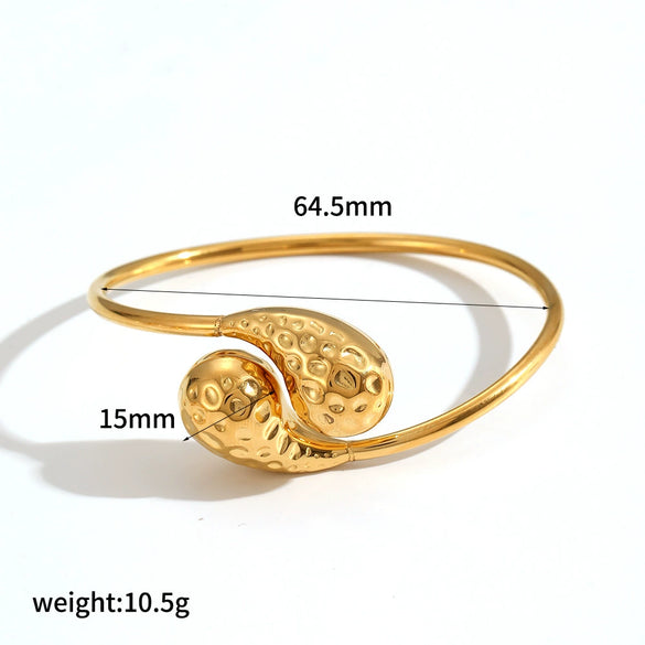 Stainless Steel Geometric Water Drop Open Bracelet For Women With Electroplating