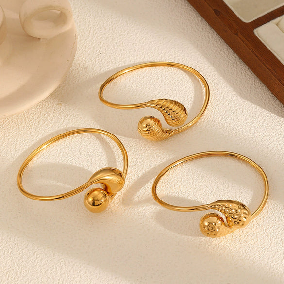 Stainless Steel Geometric Water Drop Open Bracelet For Women With Electroplating
