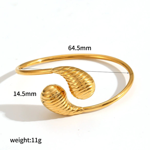 Stainless Steel Geometric Water Drop Open Bracelet For Women With Electroplating