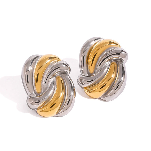 Stainless Steel Geometric Wave Electroplated Women's Earrings