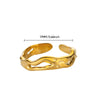 Stainless Steel Geometric Wave Texture Wide Ring Unisex Light Luxury Electroplated