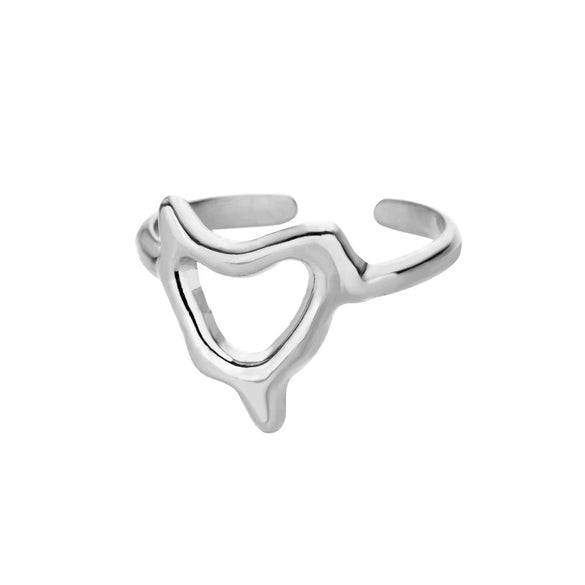 Stainless Steel Geometric Wave Texture Wide Ring Unisex Light Luxury Electroplated
