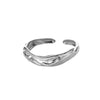 Stainless Steel Geometric Wave Texture Wide Ring Unisex Light Luxury Electroplated