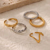 Stainless Steel Geometric Wave Texture Wide Ring Unisex Light Luxury Electroplated