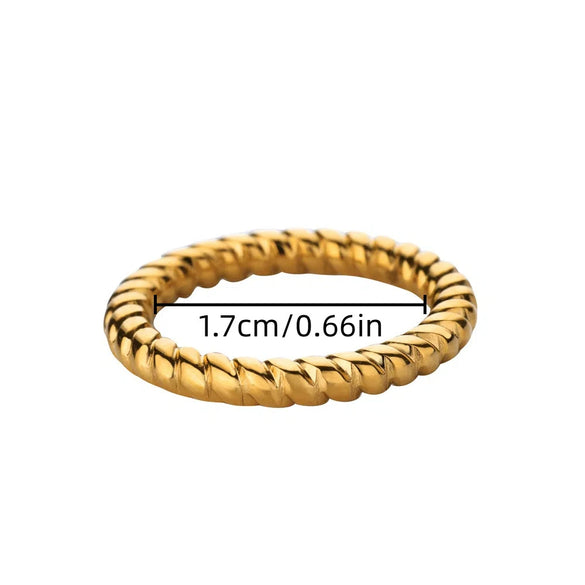 Stainless Steel Geometric Wave Texture Wide Ring Unisex Light Luxury Electroplated