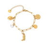 Stainless Steel Geometric Western Cowboy Style Bracelet With Cowboy Hat Boots Pendant And Electroplating