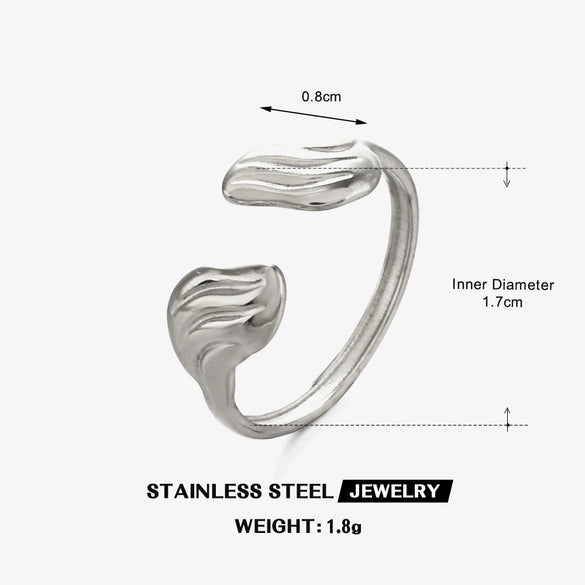 Stainless Steel Geometric Wing Open Ring For Women Electroplated