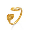 Stainless Steel Geometric Wing Open Ring For Women Electroplated