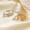 Stainless Steel Geometric Wing Open Ring For Women Electroplated