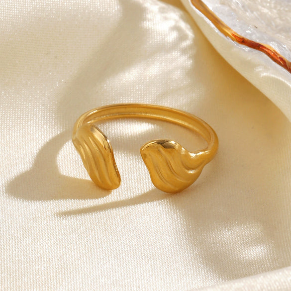 Stainless Steel Geometric Wing Open Ring For Women Electroplated