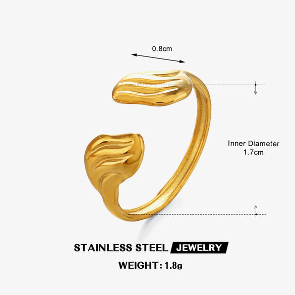 Stainless Steel Geometric Wing Open Ring For Women Electroplated
